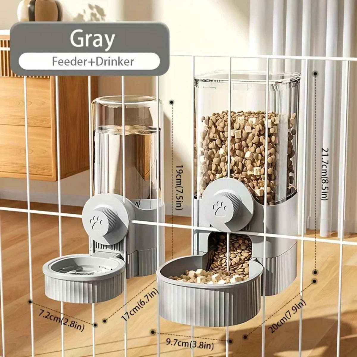 1.2L Automatic Pet Feeder Cage Hanging Bowl, Suitable For Small Puppy Cat Rabbit Food Container Dispenser Bowl